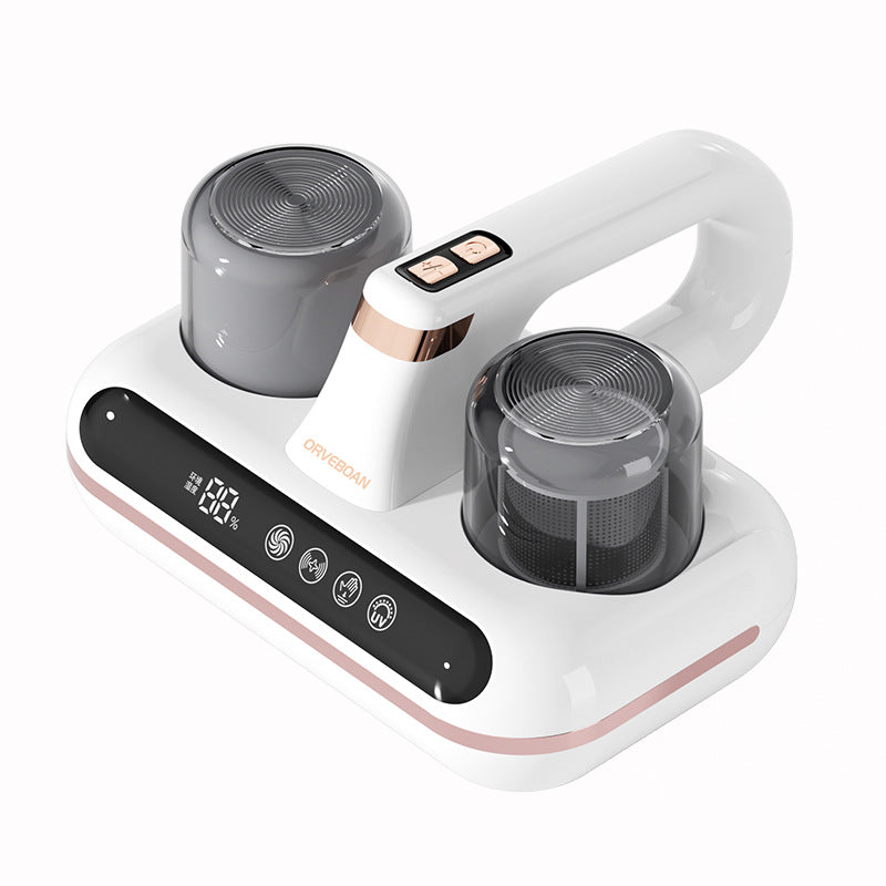 Cordless mattress vacuum cleaner being used on a mattress