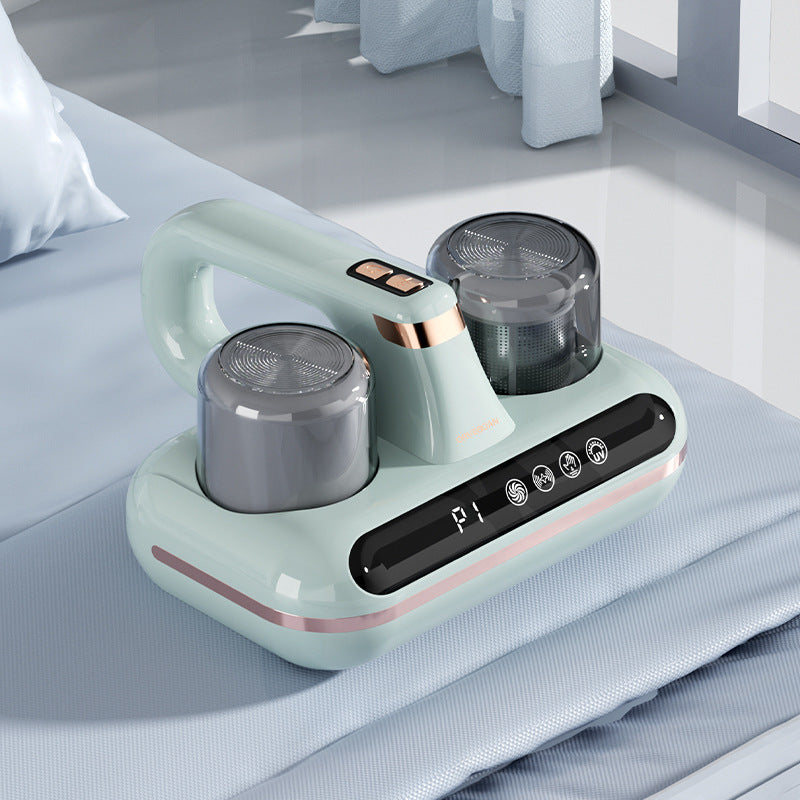Cordless mattress vacuum cleaner shown from a side angle