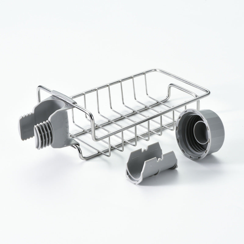 Adjustable Faucet Sink Sponge Holder – Stainless Steel Organizer