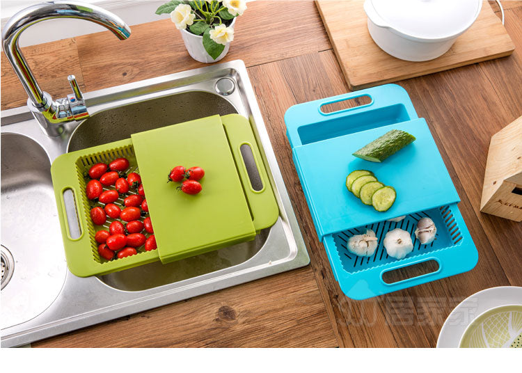 Multifunctional chopping board with drain basket