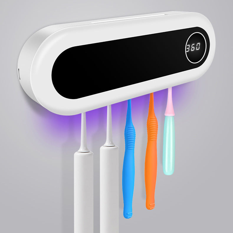 Wall-Mounted UV Toothbrush Sanitizer Holder – 5-Brush Storage, USB-C Rechargeable