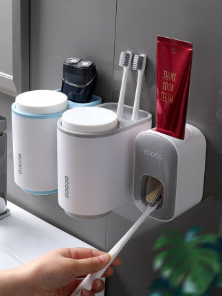 Wall-Mounted Toothbrush & Automatic Toothpaste Dispenser Set