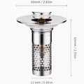 Universal sink drain filter side view