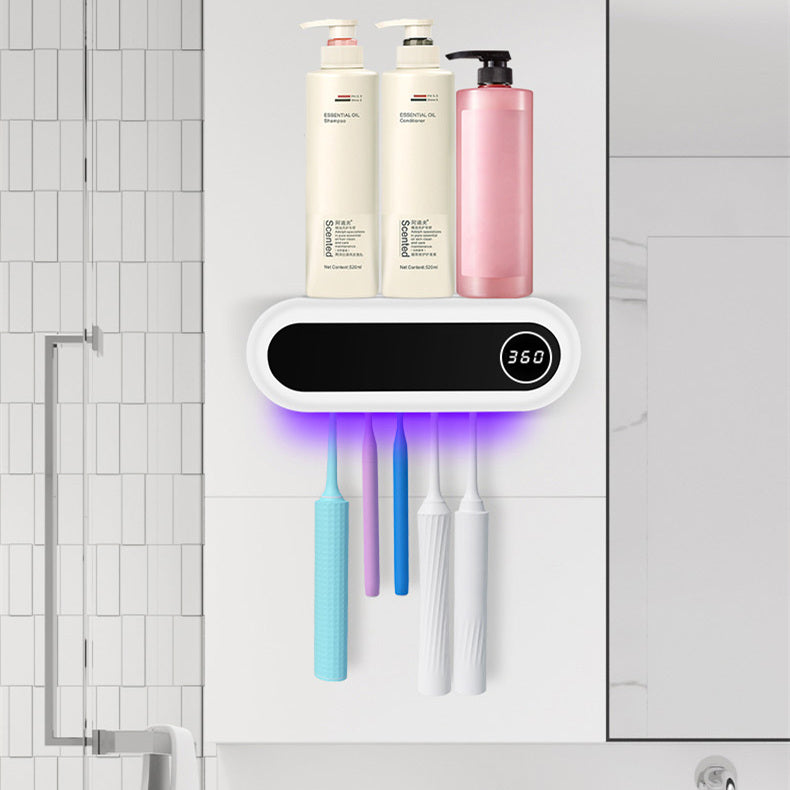 Wall-Mounted UV Toothbrush Sanitizer Holder – 5-Brush Storage, USB-C Rechargeable
