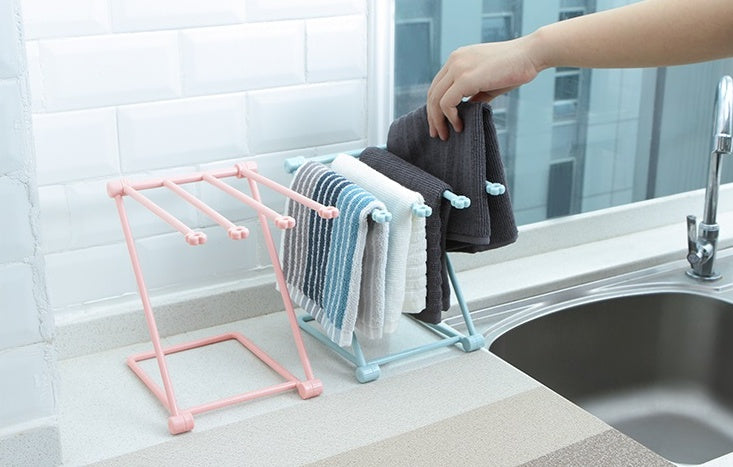 Foldable Dishcloth Organizer Rack – Space-Saving No-Drill Storage