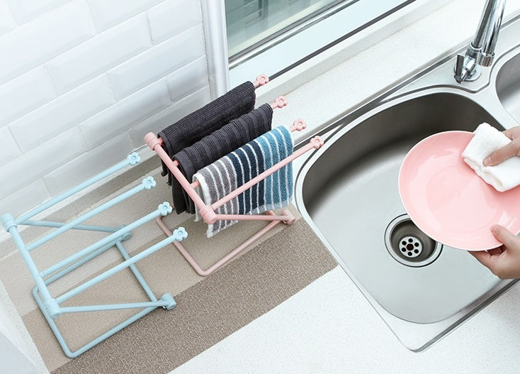 Foldable Dishcloth Organizer Rack – Space-Saving No-Drill Storage