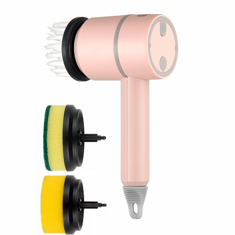 Electric cleaning brush set with multiple round and pointed brush heads