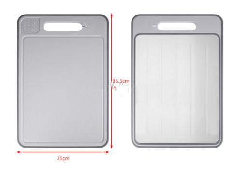 Double-sided defrosting cutting board with sharpener