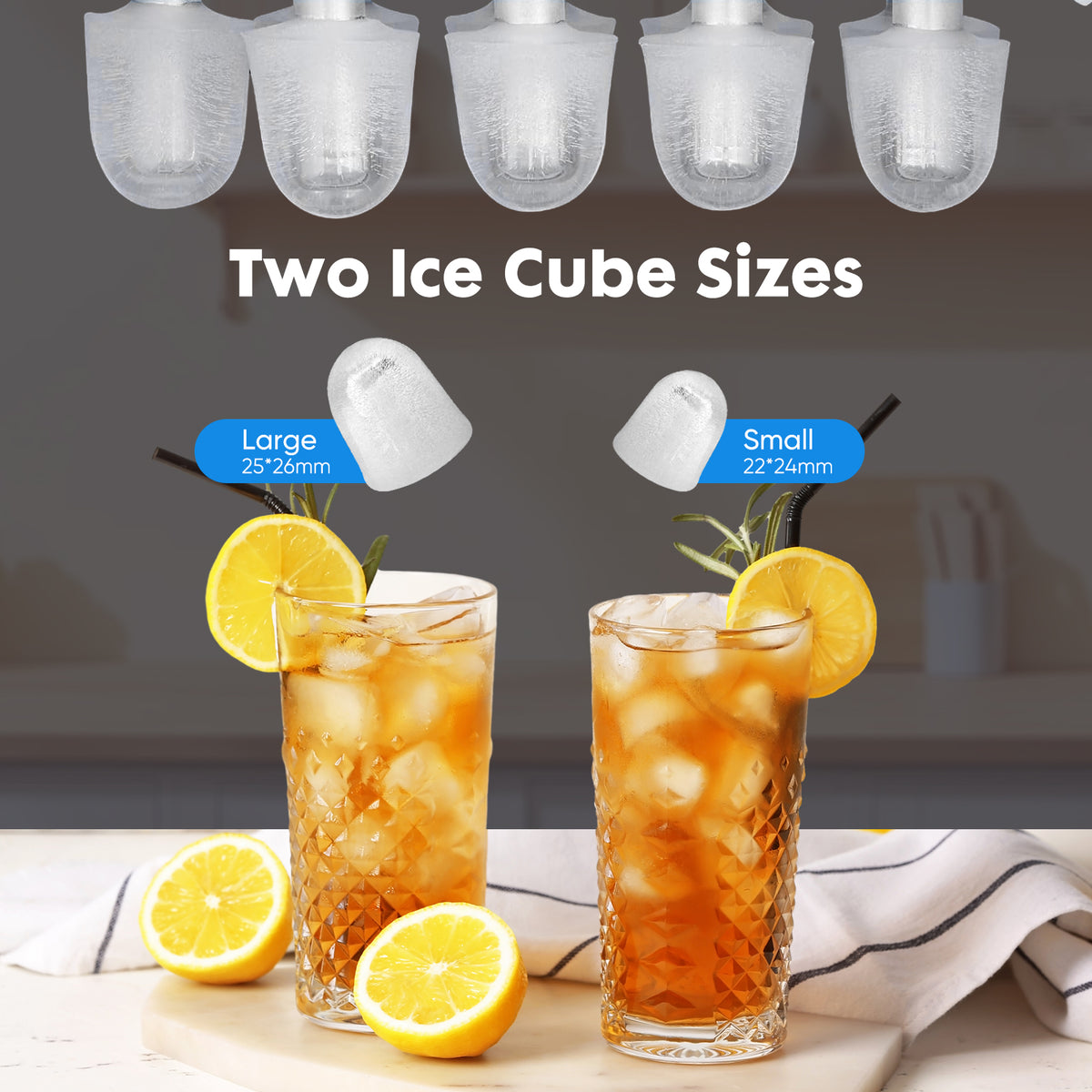 Portable bullet ice maker with convenient countertop design