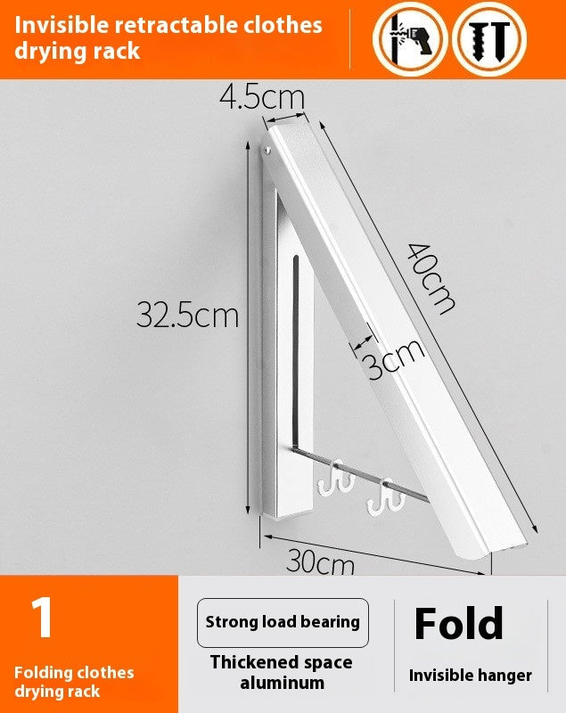 Foldable Wall-Mounted Clothes Drying Rack – Space-Saving Aluminum Organizer