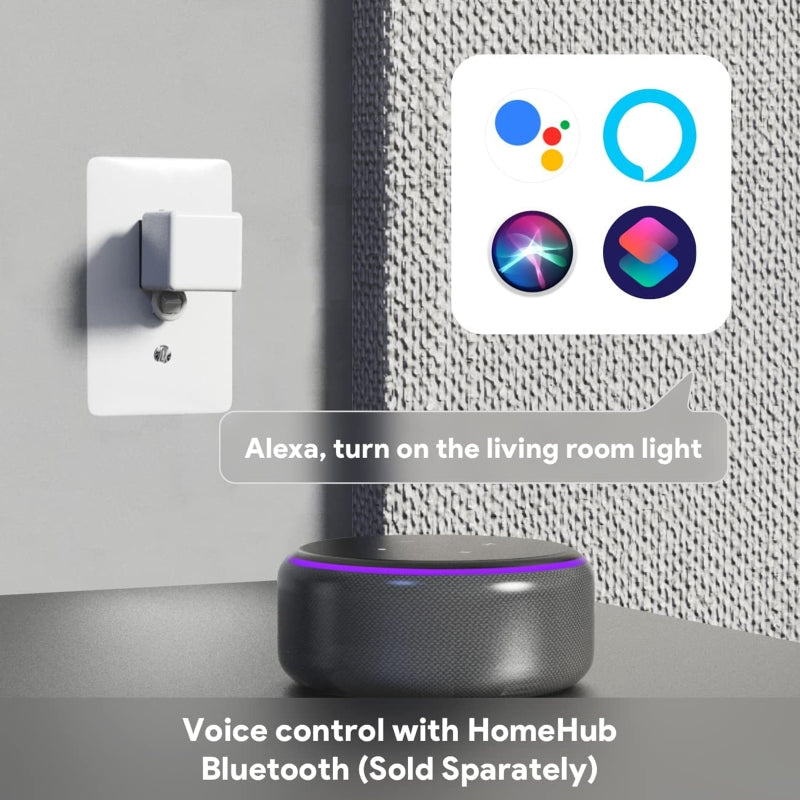 White robot finger mechanism attached to a wall light switch