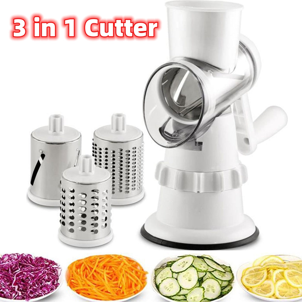 White manual vegetable slicer for slicing and shredding vegetables