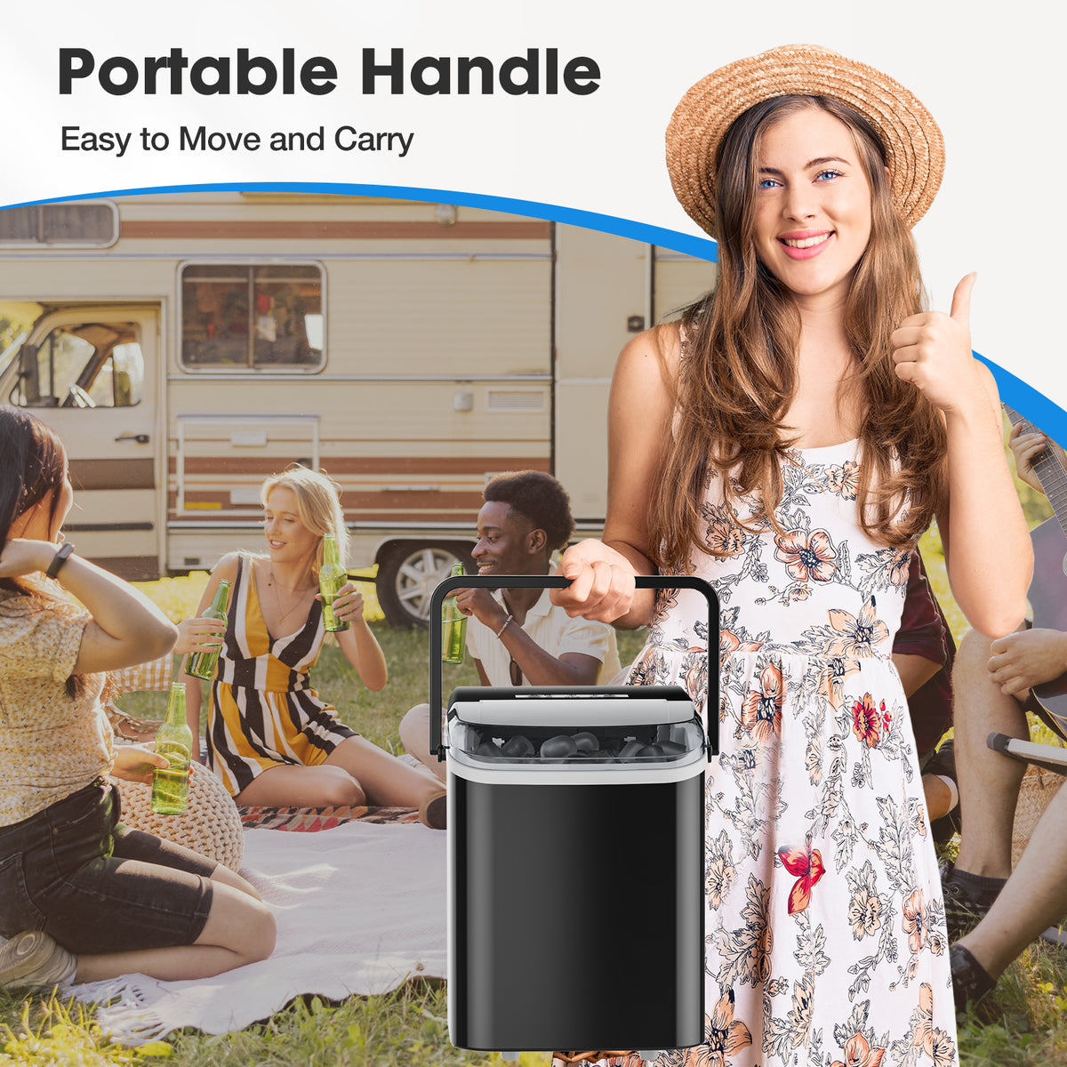 Compact countertop ice maker for home and office use