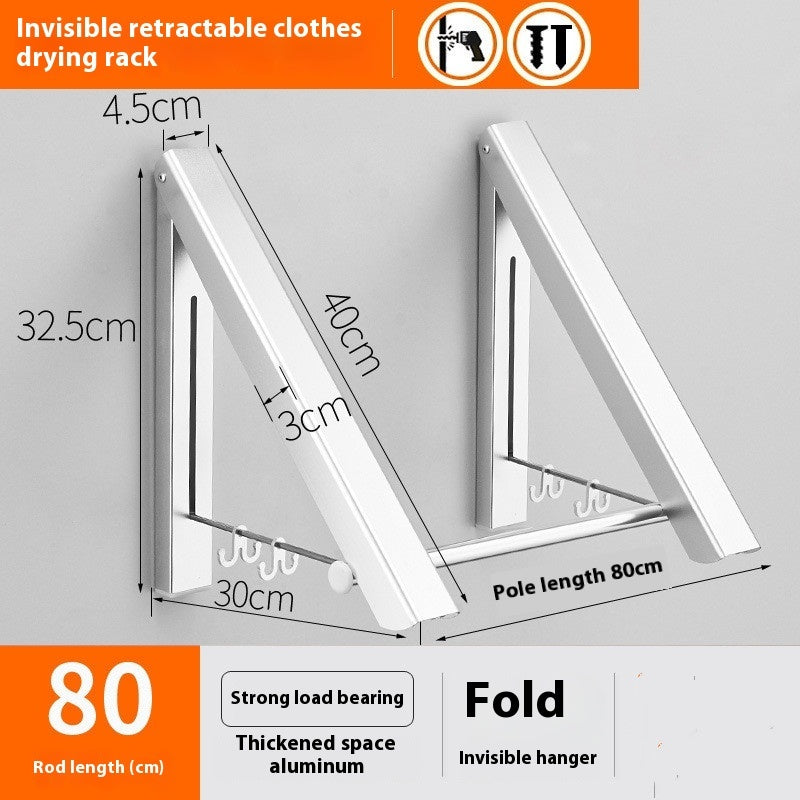 Foldable Wall-Mounted Clothes Drying Rack – Space-Saving Aluminum Organizer