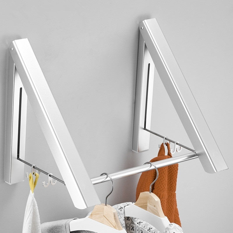 Foldable Wall-Mounted Clothes Drying Rack – Space-Saving Aluminum Organizer