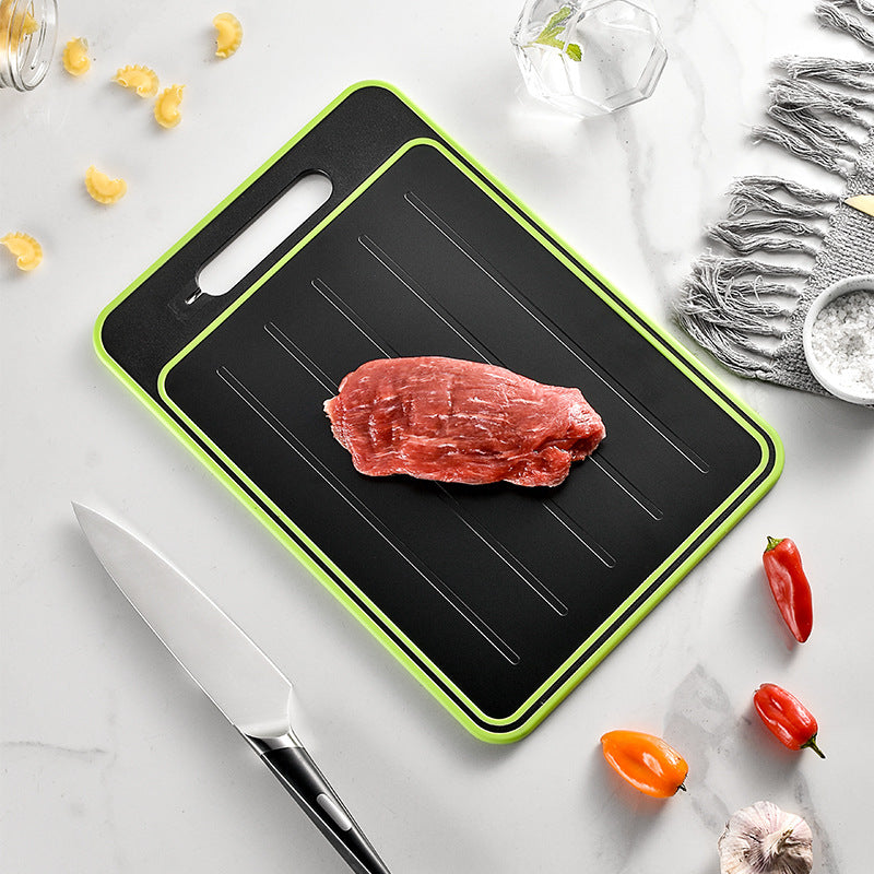 Double-sided defrosting cutting board with sharpener