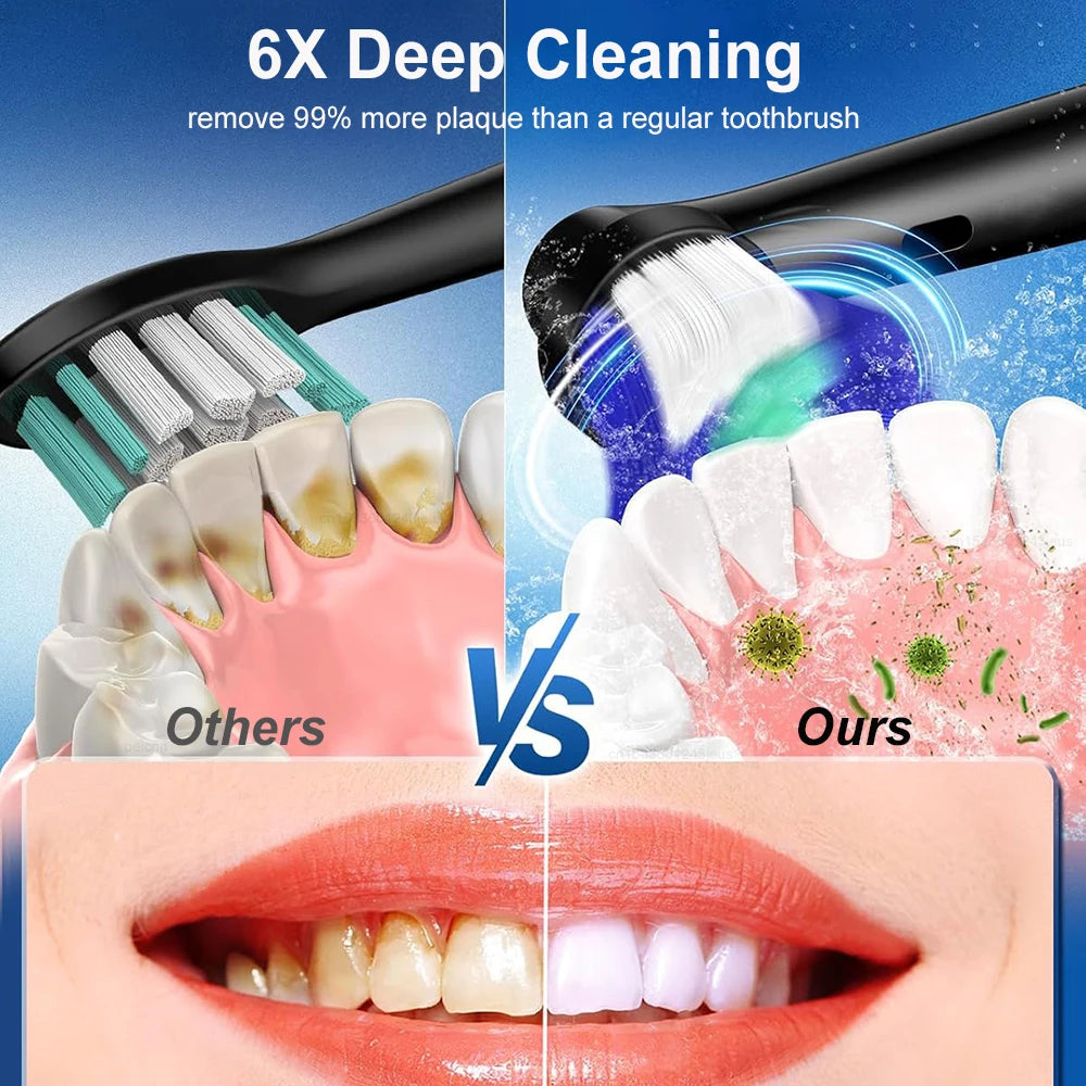 Rechargeable Electric Toothbrush with 8 Soft Brush Heads & Travel Case