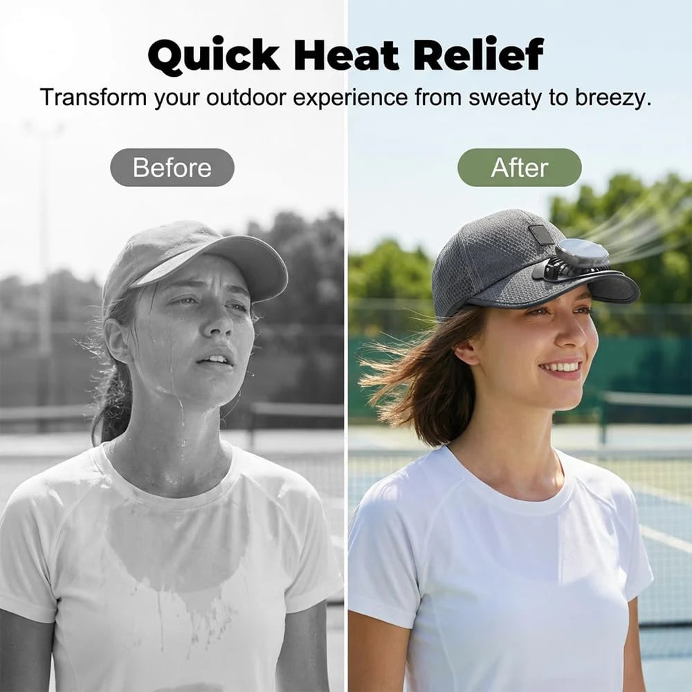 Solar-Powered Cooling Fan Cap