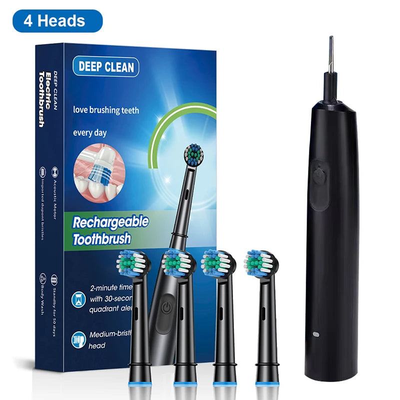 Rechargeable Electric Toothbrush with 8 Soft Brush Heads & Travel Case
