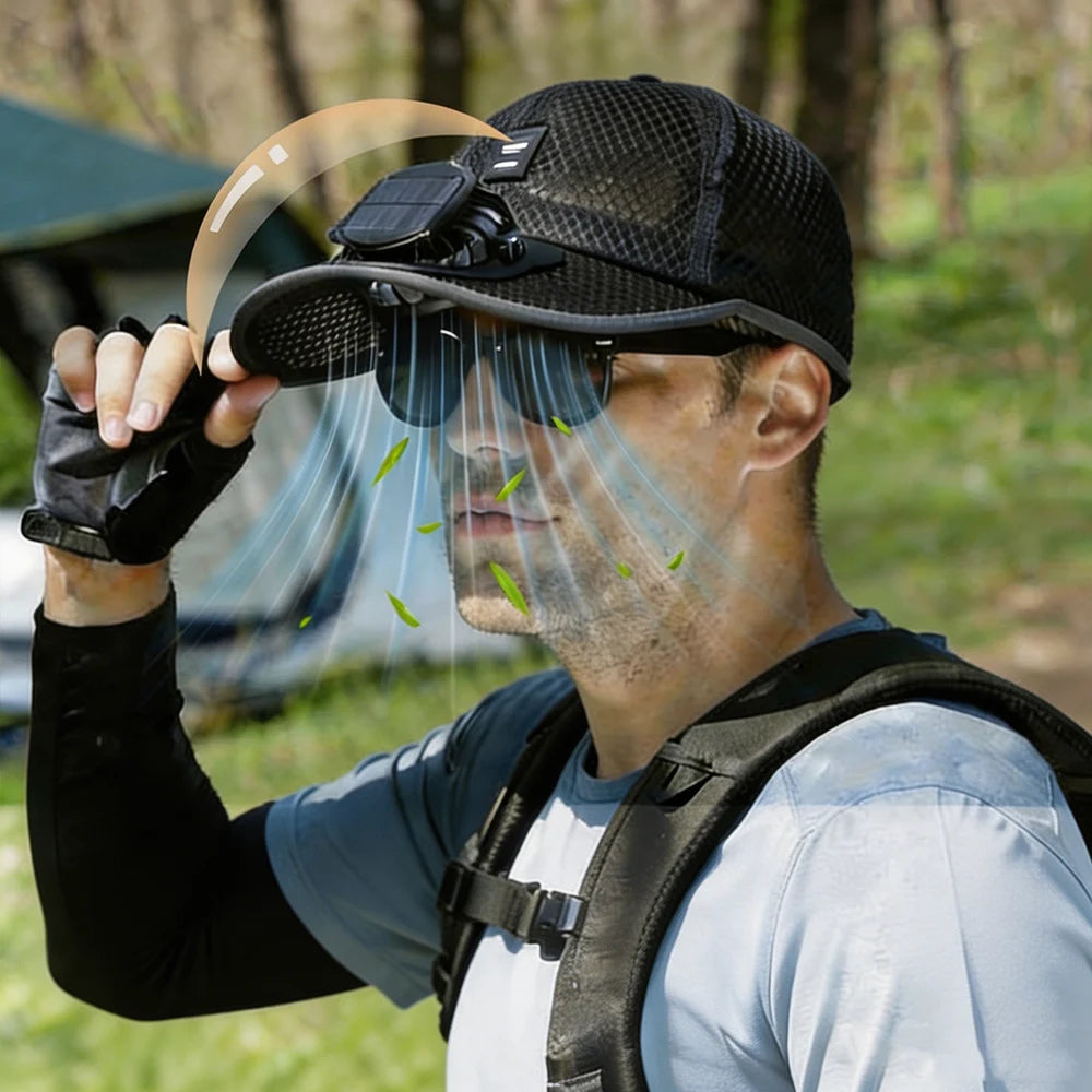 Solar-Powered Cooling Fan Cap