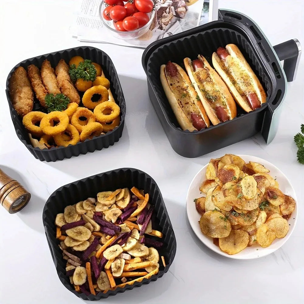 Reusable Silicone Air Fryer Liner – Non-Stick Baking Tray (4–7QT)