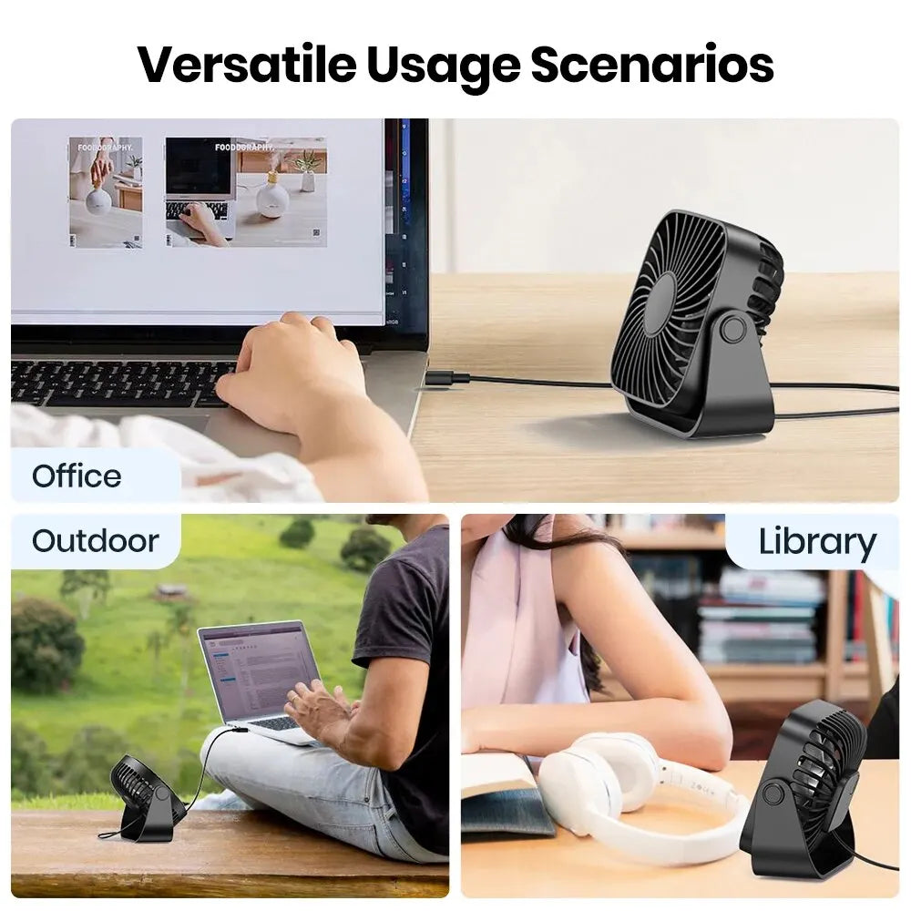 USB Portable Desktop Cooling Fan – 3-Speed Personal Air Cooler