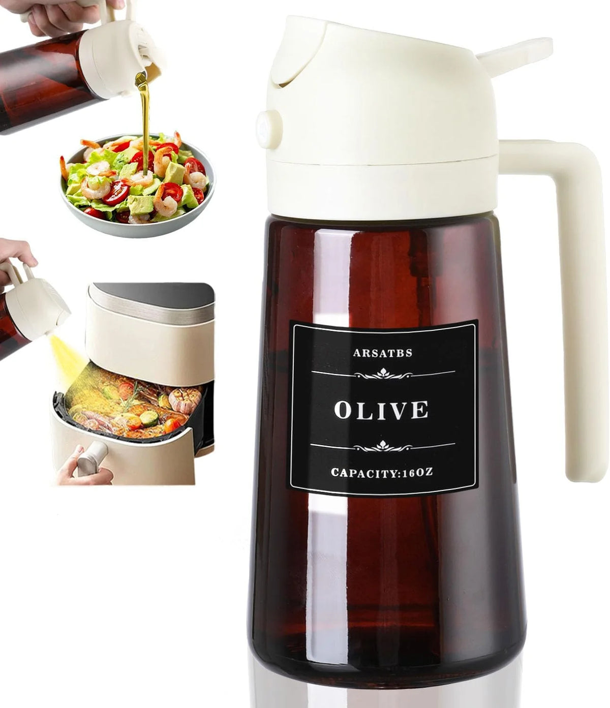 Premium 2-in-1 Olive Oil Sprayer & Dispenser Bottle
