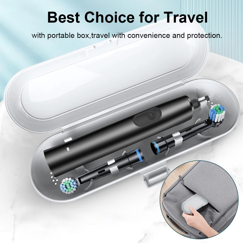 Rechargeable Electric Toothbrush with 8 Soft Brush Heads & Travel Case