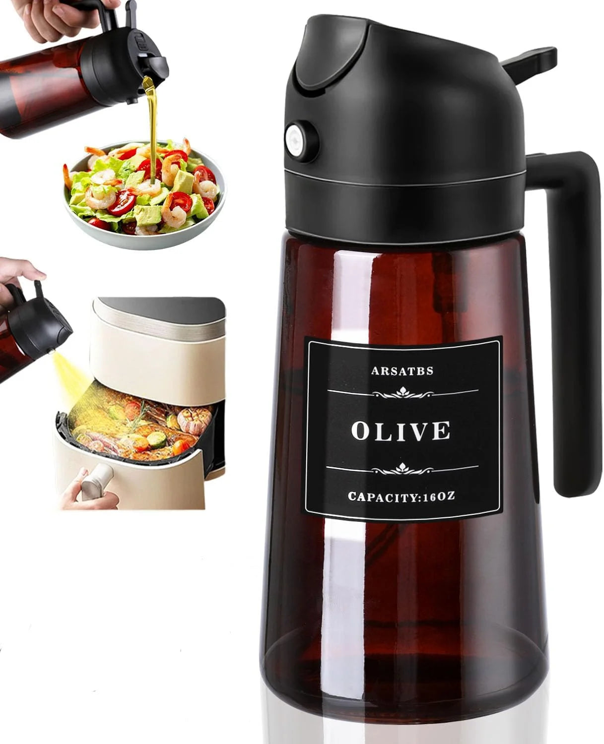 Premium 2-in-1 Olive Oil Sprayer & Dispenser Bottle