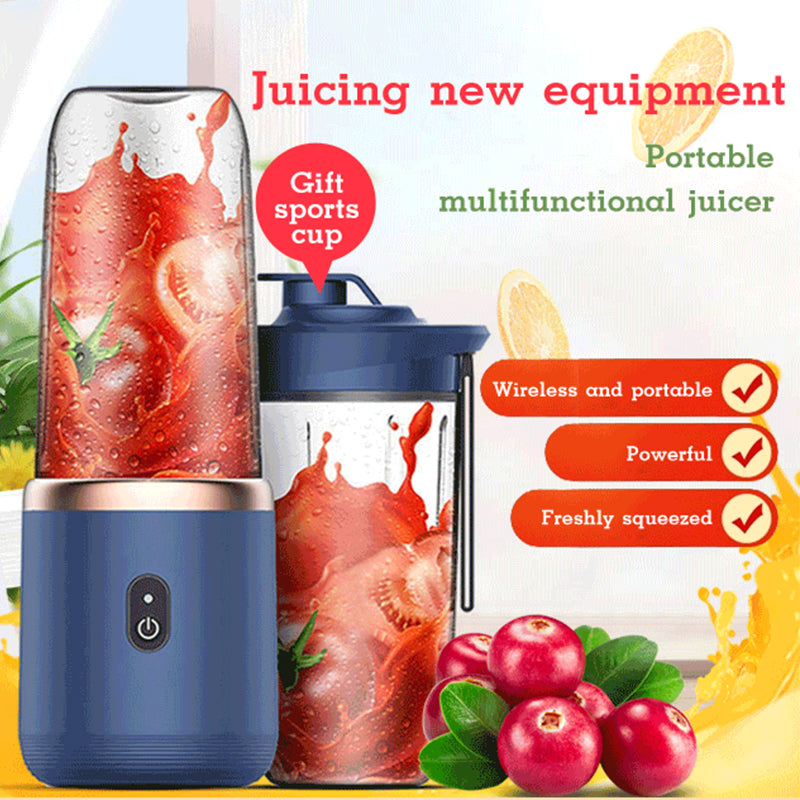 Pink portable blender with white lid on a white background
