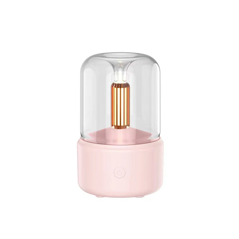Beige aroma diffuser emitting visible mist