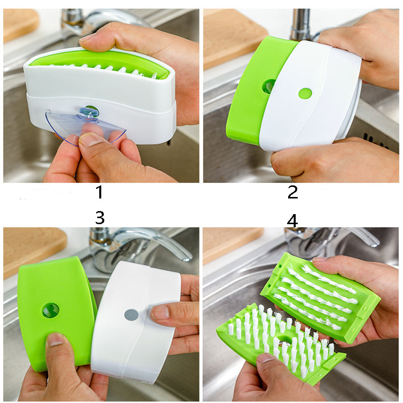 Kitchen Utensil Cleaning Brush with Suction Base – Compact Sink Brush