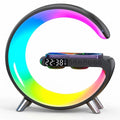 Black G-shaped Bluetooth LED lamp and wireless charger